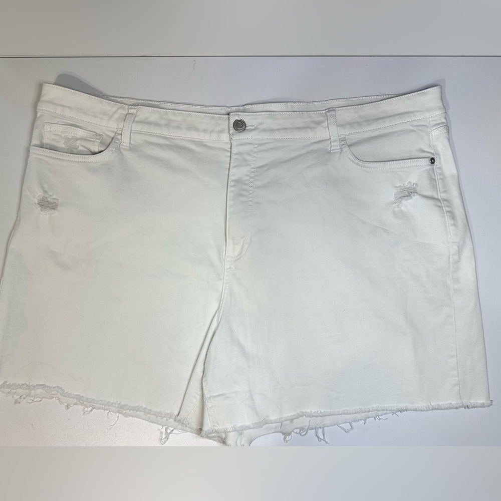 LC Lauren Conrad White Jean Shorts Distressed Hem